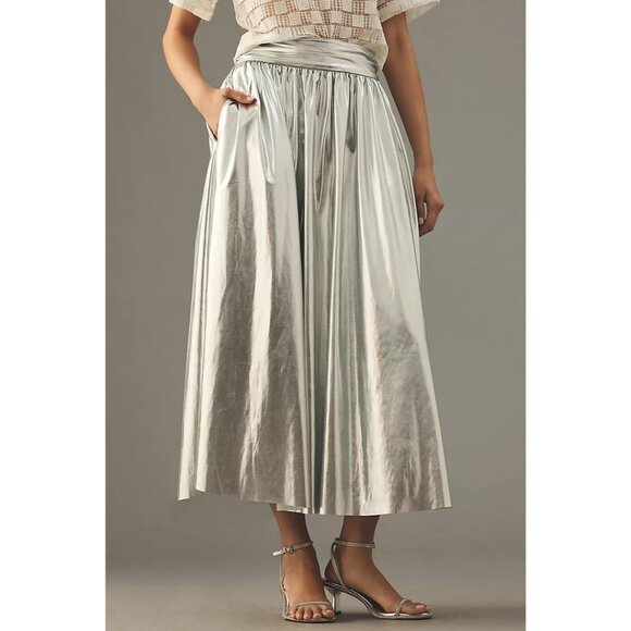 Anthropologie Sunday in Brooklyn Metallic Shine A-Line Skirt NWT FLAW Size Small